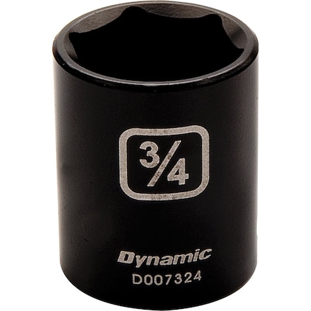 Dynamic 3/8" Drive Standard Socket, Black Phosphate, Tools 3/8" Drive 6 Point SAE, 3/4" Standard Length D007324